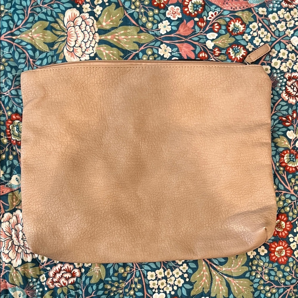 Free People Autumn  Tan Large Leather Cosmetic Bag
